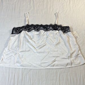 A New Day White‎ Satin Cami Black Lace Trim Tank Top Plus Size XXL NWT Coquette